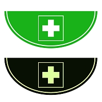 Podlahová značka výseč – První pomoc, zelená/fotoluminiscenční